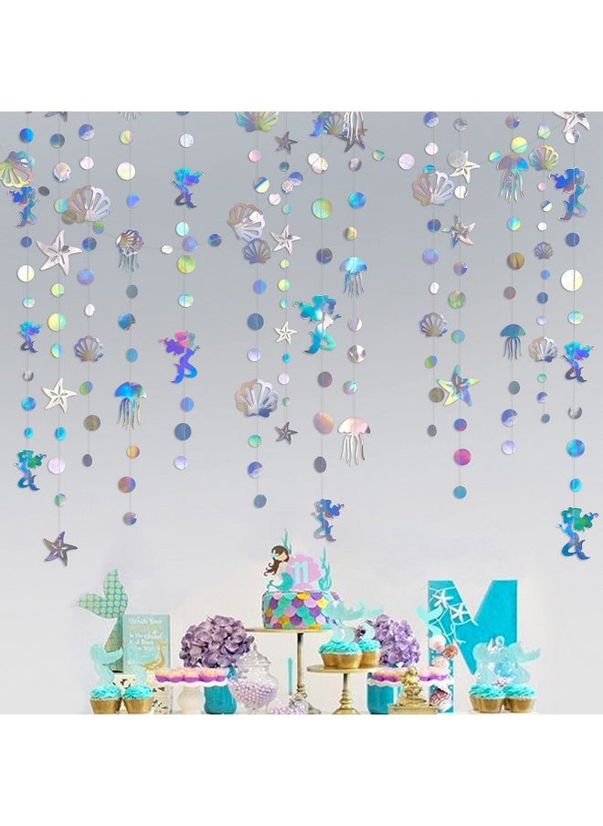 40 Ft Iridescent Mermaid Garland with Jellyfish Seashell Starfish Pearl Holographic Paper Streamer for Little Mermaid Rainbow Theme Birthday Bachelorette Baby Shower Under The Sea Party Decorations - pzsku/ZBD4A465D2D1096BF5835Z/45/_/1741329932/297e64ae-df95-4c69-b7d3-3f51485838af