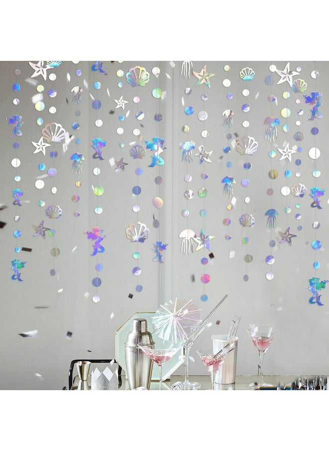 40 Ft Iridescent Mermaid Garland with Jellyfish Seashell Starfish Pearl Holographic Paper Streamer for Little Mermaid Rainbow Theme Birthday Bachelorette Baby Shower Under The Sea Party Decorations - pzsku/ZBD4A465D2D1096BF5835Z/45/_/1741329935/f932c984-9523-44a3-81c7-4829b8963feb