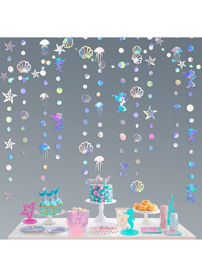 40 Ft Iridescent Mermaid Garland with Jellyfish Seashell Starfish Pearl Holographic Paper Streamer for Little Mermaid Rainbow Theme Birthday Bachelorette Baby Shower Under The Sea Party Decorations - pzsku/ZBD4A465D2D1096BF5835Z/45/_/1741329937/47dc286b-adab-4d44-bfa7-23249ca43224