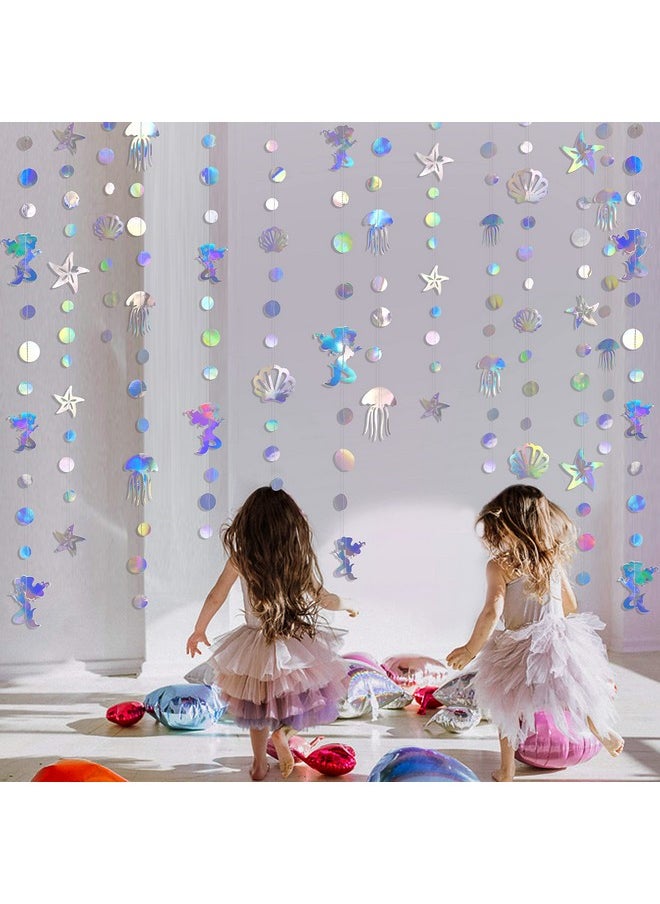 40 Ft Iridescent Mermaid Garland with Jellyfish Seashell Starfish Pearl Holographic Paper Streamer for Little Mermaid Rainbow Theme Birthday Bachelorette Baby Shower Under The Sea Party Decorations - pzsku/ZBD4A465D2D1096BF5835Z/45/_/1741329943/034dcd2d-f5f0-450c-9304-139942386961