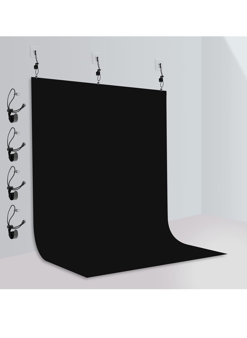 GUDOO Photography Black Backdrops for Wall Mounted Setup Photoshoot Pure Black Screen Cloth Sheet Background Zoom Polyester Photo Back Drop Pack for Party Photo Video Shoot 1 x 2 m  - Image 1
