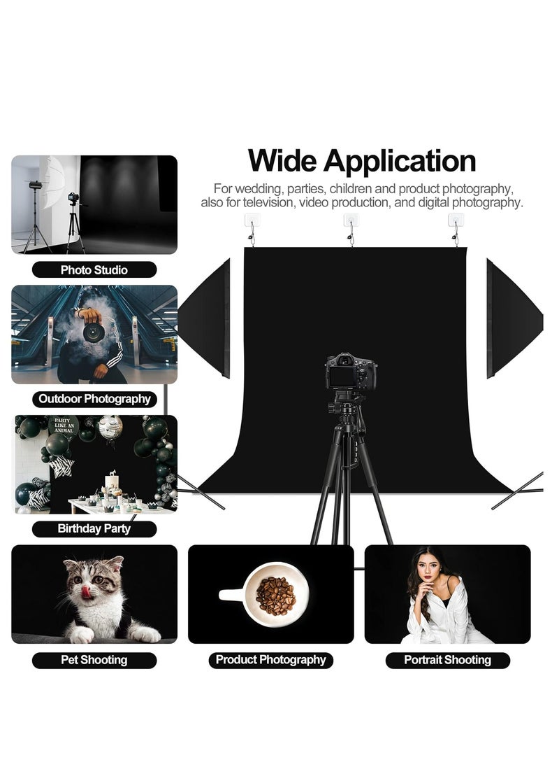 GUDOO Photography Black Backdrops for Wall Mounted Setup Photoshoot Pure Black Screen Cloth Sheet Background Zoom Polyester Photo Back Drop Pack for Party Photo Video Shoot 1 x 2 m  - Image 4