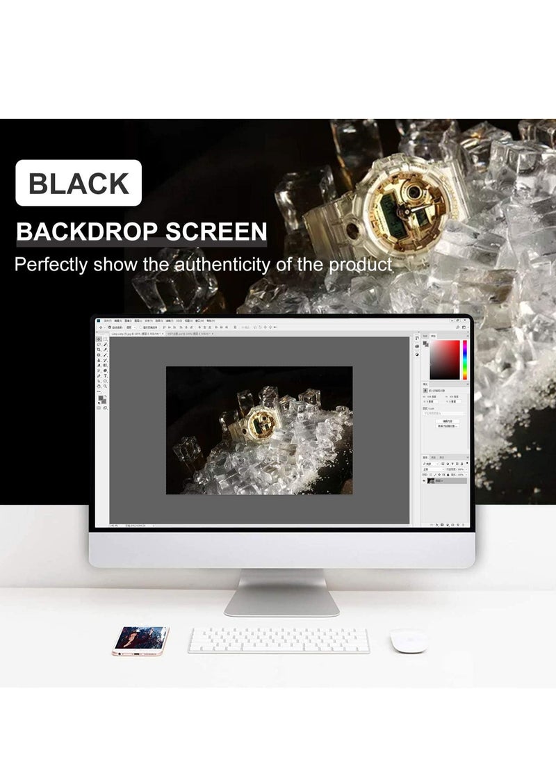 GUDOO Photography Black Backdrops for Wall Mounted Setup Photoshoot Pure Black Screen Cloth Sheet Background Zoom Polyester Photo Back Drop Pack for Party Photo Video Shoot 1 x 2 m  - Image 5