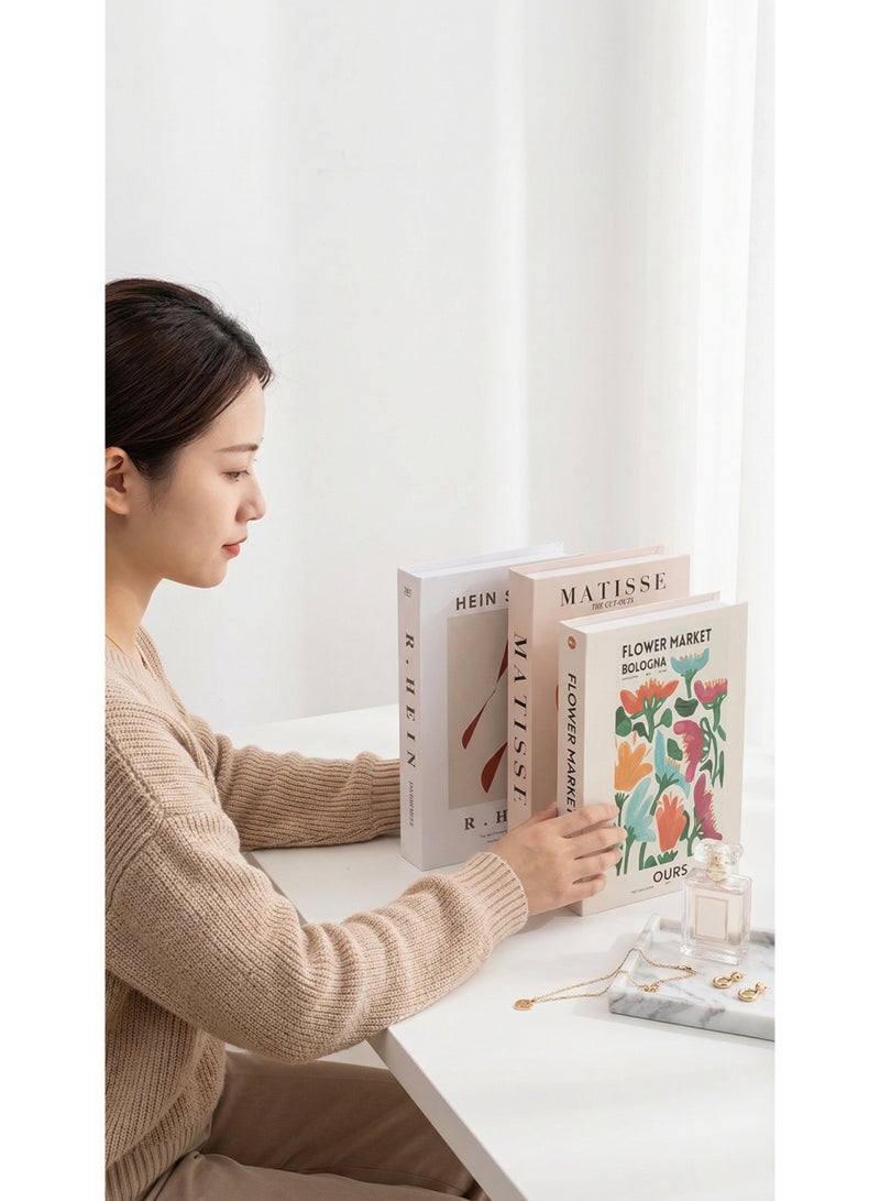 NIBEMINENT 3pcs Modern Fake Books for Decoration,Artistic Cover Home Decor Bookshelf Props,Thickened Gray Board,High - Definition Printing,Quality Gluing - Image 4