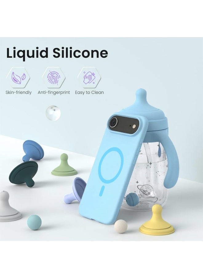 موبكوس جراب Mobcos iPhone 17 Air Sky Blue Elite Ring المصنوع من السيليكون الفاخر والمزود بخاصية الشحن اللاسلكي المغناطيسي | ملمس ناعم كالحرير | حماية فائقة ضد الصدمات بمعايير عسكرية | توافق مغناطيسي قوي | غطاء أنيق وفاخر - Image 2