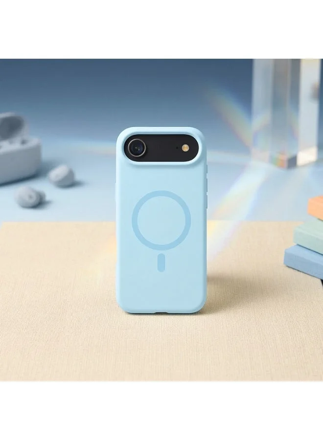 Mobcos Mobcos iPhone 17 Air Sky Blue Elite Ring Mobcos iPhone 17 Air Sky Blue Elite Ring Premium Silicone Magnetic Wireless Charging Case for iPhone | Silky Soft Touch | Military-Grade Shockproof Protection | Strong Magnetic Compatibility | Luxury Slim Cover  | Best Price UAE