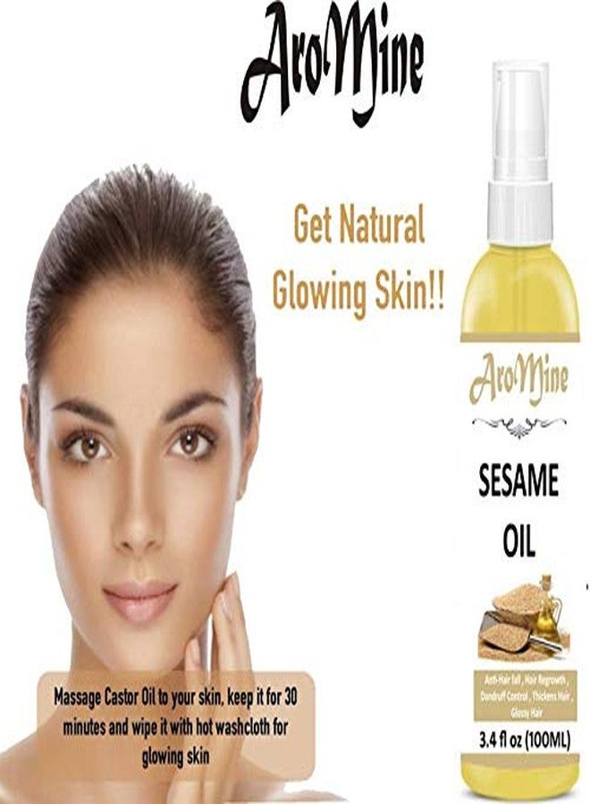 AroMine Pure Cold Pressed Extra Virgin Sesame Oil For Hair and Skin Hair Oil, 100 ml - Image 2
