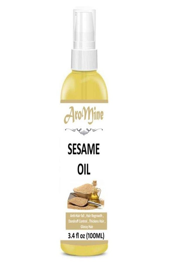 AroMine Pure Cold Pressed Extra Virgin Sesame Oil For Hair and Skin Hair Oil, 100 ml - Image 1