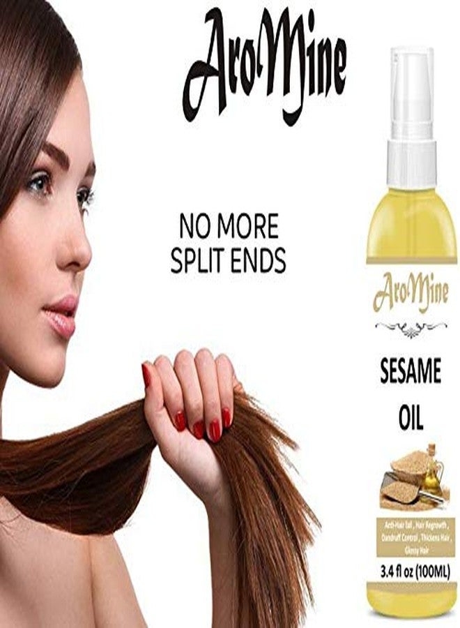 AroMine Pure Cold Pressed Extra Virgin Sesame Oil For Hair and Skin Hair Oil, 100 ml - Image 3