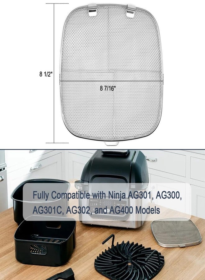 Criditpid Non-Stick Grill Grate, Stainless Steel Splatter Shield & Air Fryer Sheets Liners Kit Replacement Parts for Ninja AG301 AG300 AG302, Air Fryer Accessories for Foodi 5-in-1 Indoor Grills. - Image 3