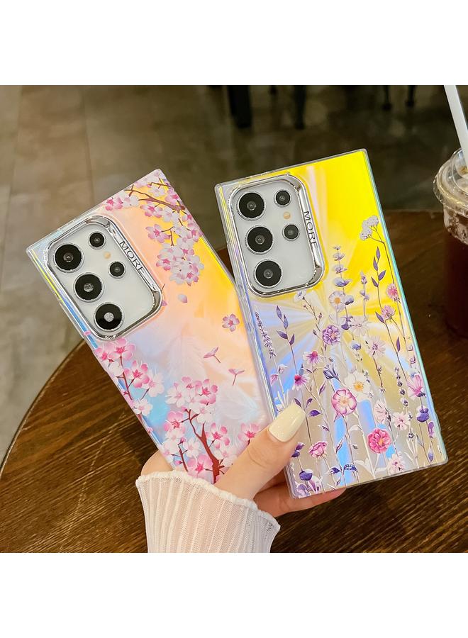 erorex Case For Samsung Galaxy S22 Ultra 5G Electroplating Laser Flower Texture TPU Phone Case - Image 2