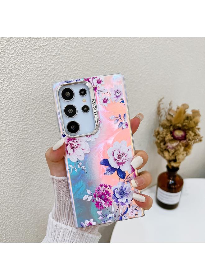 erorex Case For Samsung Galaxy S22 Ultra 5G Electroplating Laser Flower Texture TPU Phone Case - Image 1