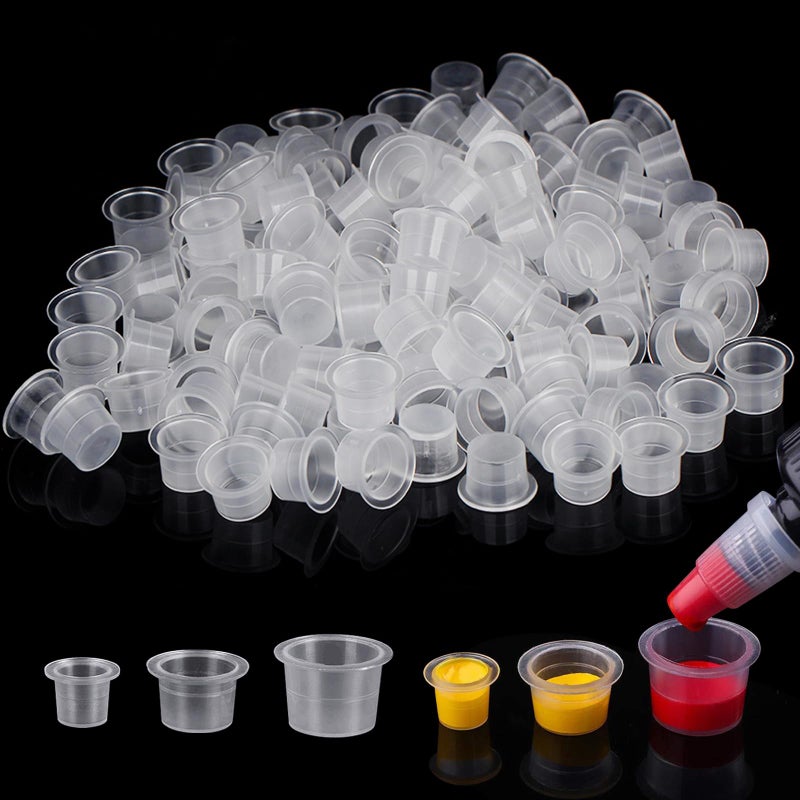 Autdor Tattoo Ink Caps Cups Autdor Mixed 300pcs Tattoo Cups Pigment Caps Disposable Tattoo Ink Cups for Microblading Permanent Makeup Tattoo Pigment Clear Holder Container Caps Tattoo Supplies - Image 3