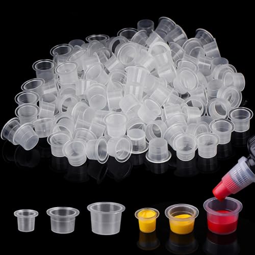 Autdor Tattoo Ink Caps Cups Autdor Mixed 300pcs Tattoo Cups Pigment Caps Disposable Tattoo Ink Cups for Microblading Permanent Makeup Tattoo Pigment Clear Holder Container Caps Tattoo Supplies - Image 1
