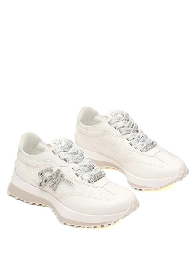 Steve Madden  Campo-Lace White Women's Low-Top Sneakers for Women | Best Price UAE
