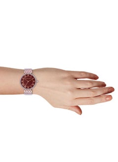 GIORDANO Giordano Eleganza Collection Round Analog Watch for Women, Diamond-Set with Metal Strap Ladies Water Resistant Wrist Watch - A2083 (Dial: Maroon, Strap: Rose Gold)  - Image 4