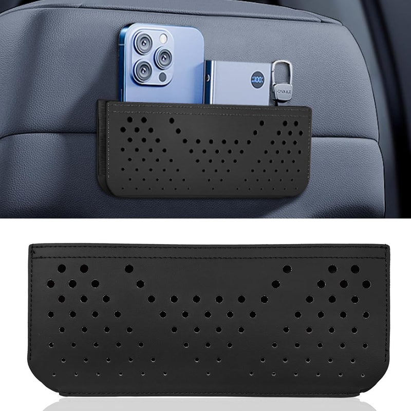 LHDOS Car Seat Side Pocket Organizer Multifunctional Mini Console Storage Bag for Phone Keys Sunglass Wallet PU Leather Tray Pouch Car Organizer Accessories for Seat Door Window Console Black - Image 3