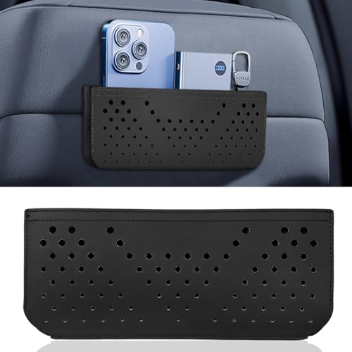 LHDOS Car Seat Side Pocket Organizer Multifunctional Mini Console Storage Bag for Phone Keys Sunglass Wallet PU Leather Tray Pouch Car Organizer Accessories for Seat Door Window Console Black - Image 1