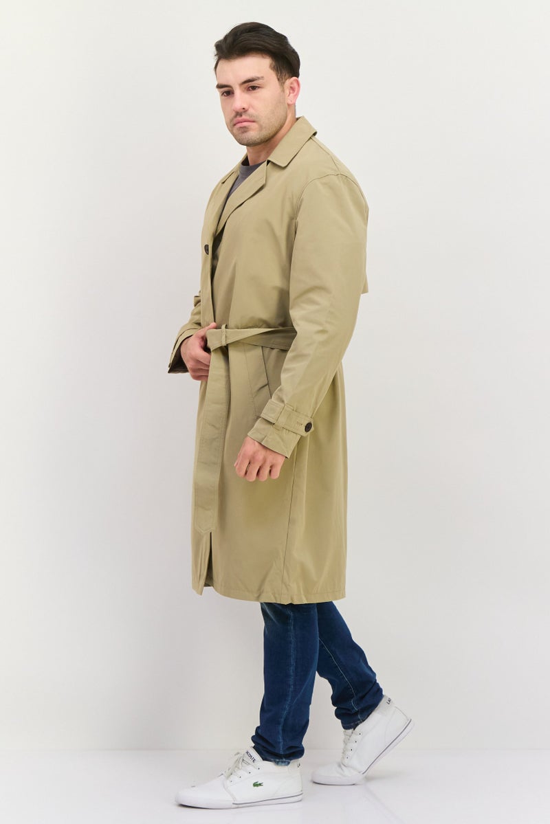 ESPRIT Men Solid Trench Coat, Tan  - Image 3