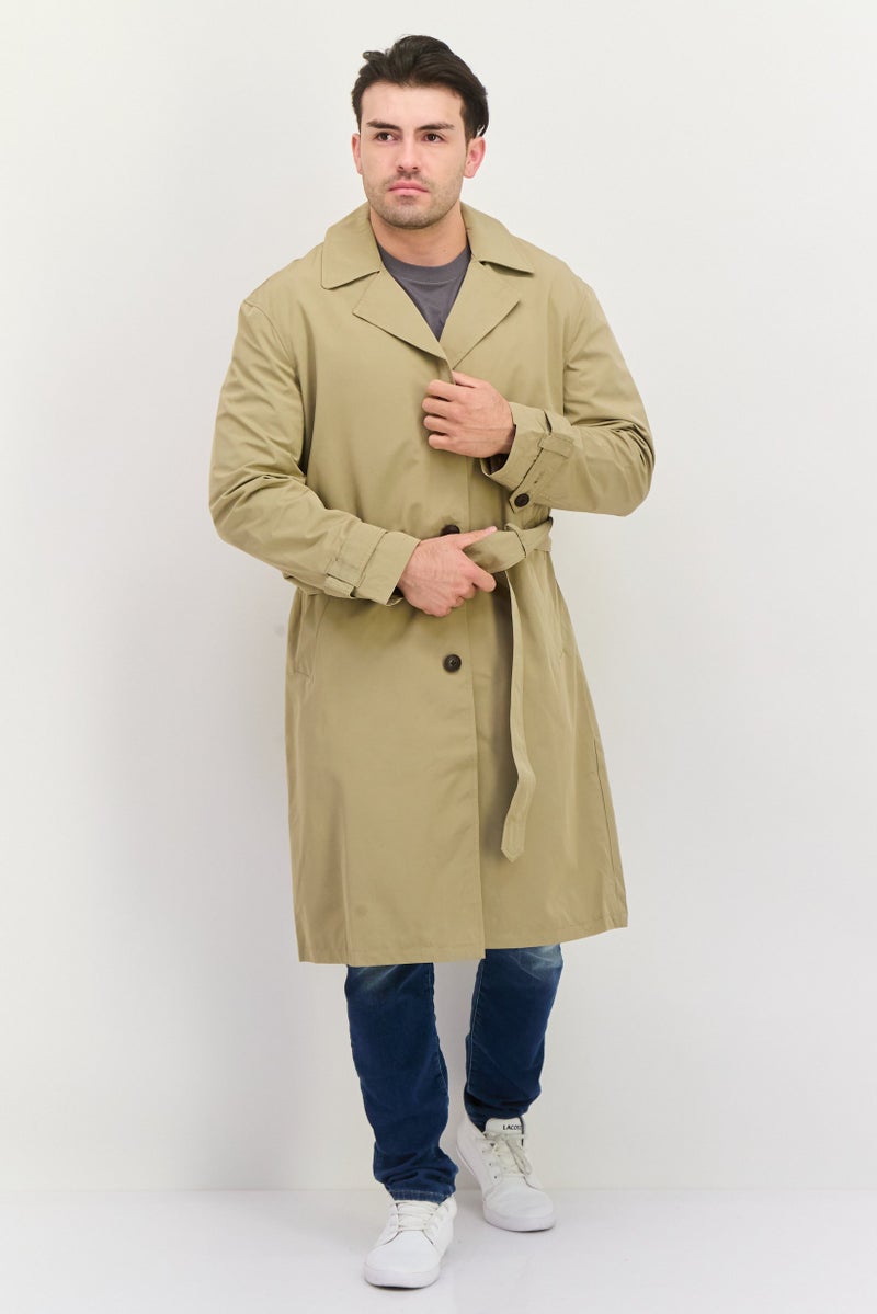 ESPRIT Men Solid Trench Coat, Tan  - Image 1