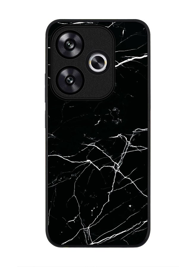 Stylizedd حافظة سوداء متينة لهاتف Xiaomi Poco F6 / Xiaomi Redmi Turbo 3، حافظة مرنة رفيعة مضادة للصدمات TPU جل بتصميم رخام أسود - Image 1