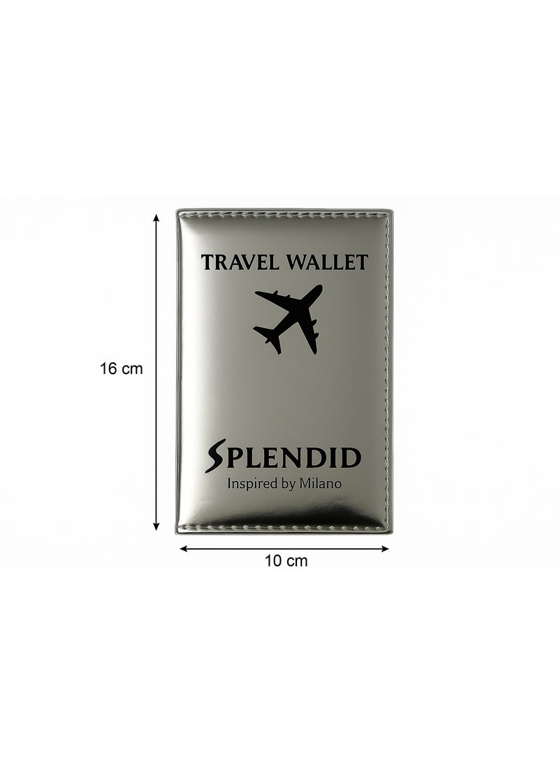 إسبليندد محفظة السفر سبلينديد بريق تسع حتى 5 كروت مع جيب للباسبور وجيبين للكاش فضي - Image 2