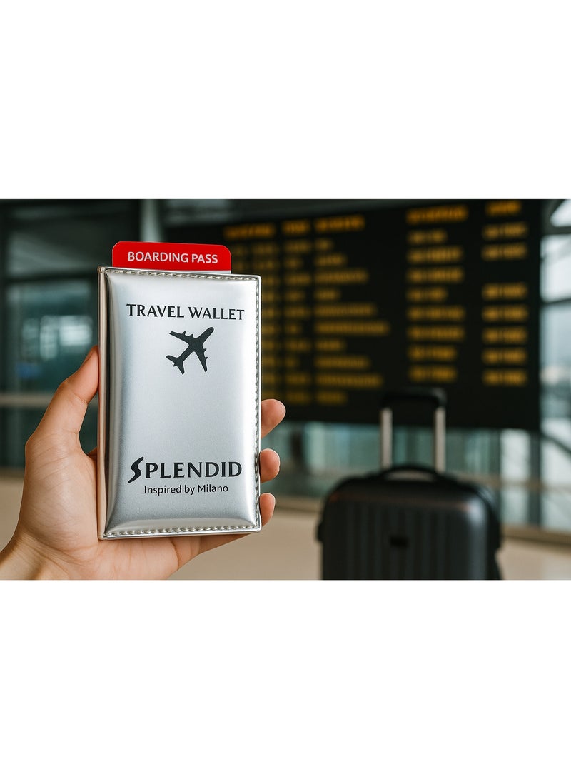 إسبليندد محفظة السفر سبلينديد بريق تسع حتى 5 كروت مع جيب للباسبور وجيبين للكاش فضي - Image 3