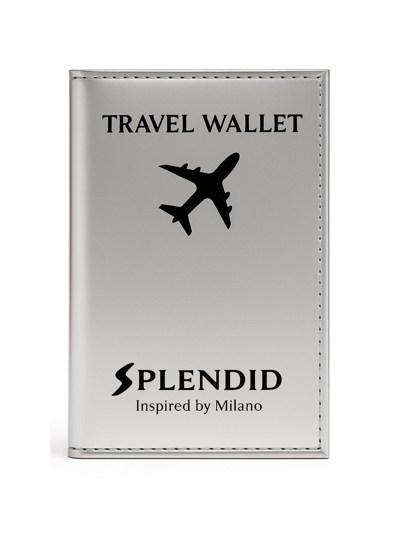 إسبليندد محفظة السفر سبلينديد بريق تسع حتى 5 كروت مع جيب للباسبور وجيبين للكاش فضي - Image 1