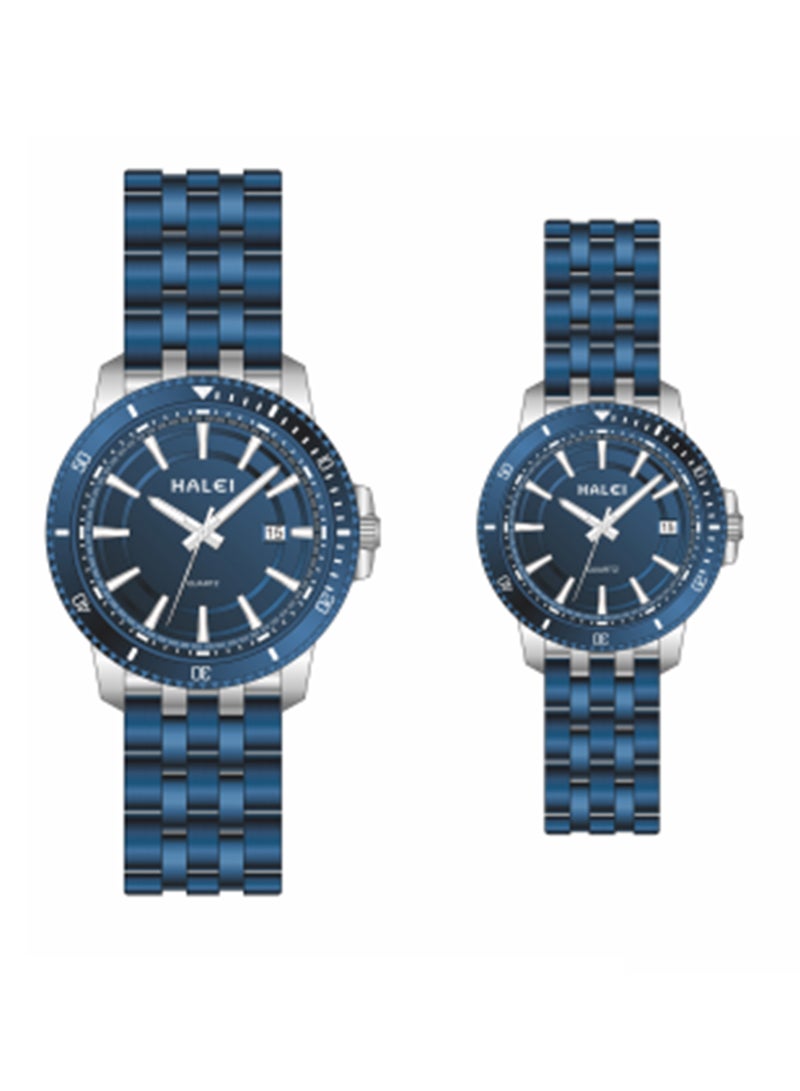 هالي ساعة هالي HALEI موديل 8034ML للزوجين - ساعة كوارتز بسيطة وعصرية له وله - هدية زوجية مثالية لمناسبات الذكرى السنوية ويوم الحب - Image 1