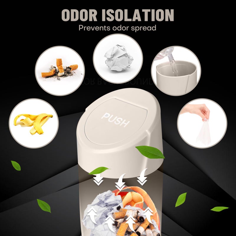 SGLRT Car Trash Can Bin with Lid - 2 Packs Car Garbage Can Cup Holder-Light Beige Mini Leakproof Vehicle Garbage Bin with 40pcs Trash Bags-Automotive Organizers and Storage for Front Back Seat Accessories - Image 4
