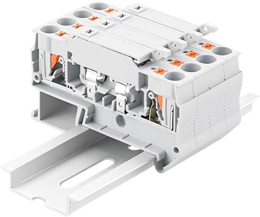 Generic 5Pcs Din Rail Terminal Blocks PT 4 HESI Gray Push in Spring ...