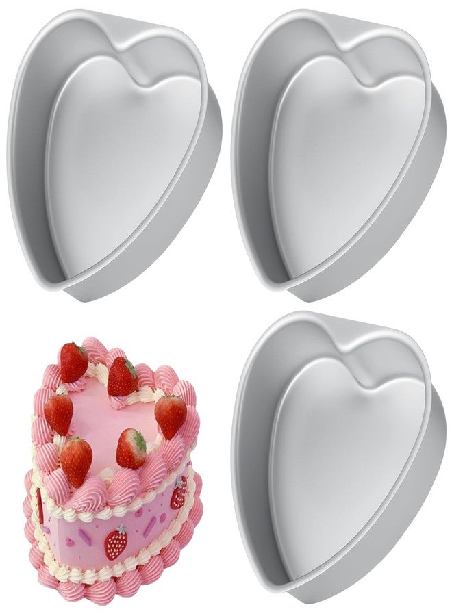 LOLYSIC 8 Inch Heart Shaped Cake Pans, Aluminum Alloy Heart Cake Pans, Heat-Resistant Baking Cake Pan DIY Baking Mold Tool for Wedding, Birthday Parties, Family Occasions, Chocolate - Image 1