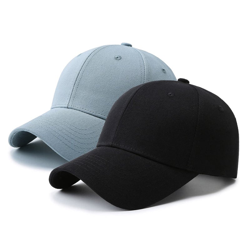 PFFY 2 Packs Baseball Cap Golf Dad Hat for Men and Women Hat Black+BluishGrey - Image 1