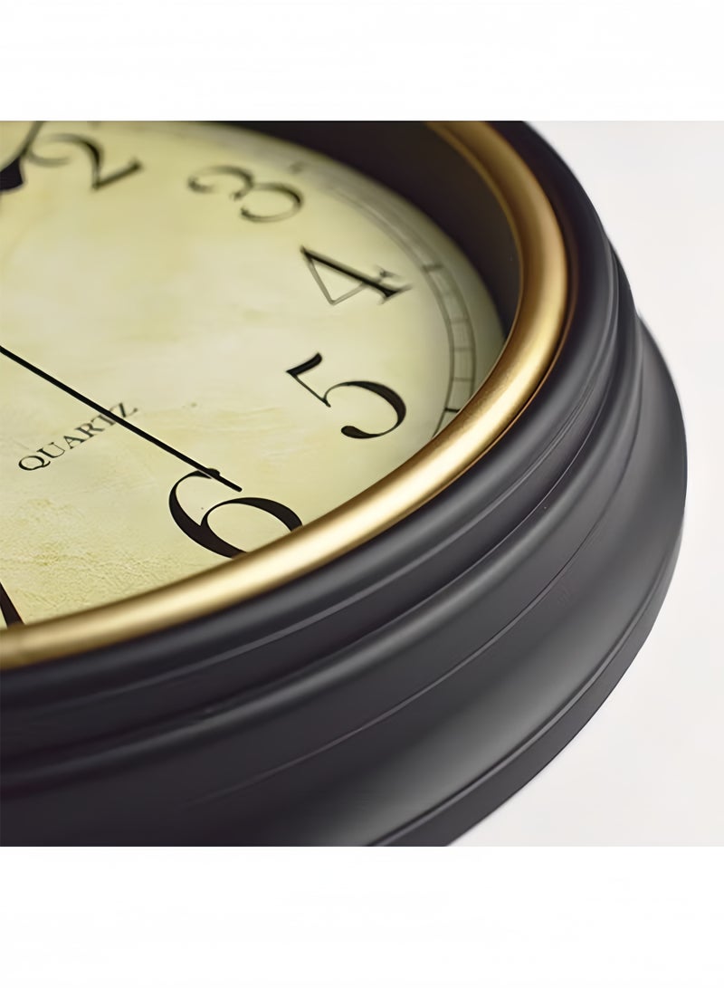Wall Clock Without Ticking Sounds with Silent Vintage Quartz Clock Battery Operated Easy to Read for Room Home Kitchen Bedroom Office School Decoration (Black) - Image 3