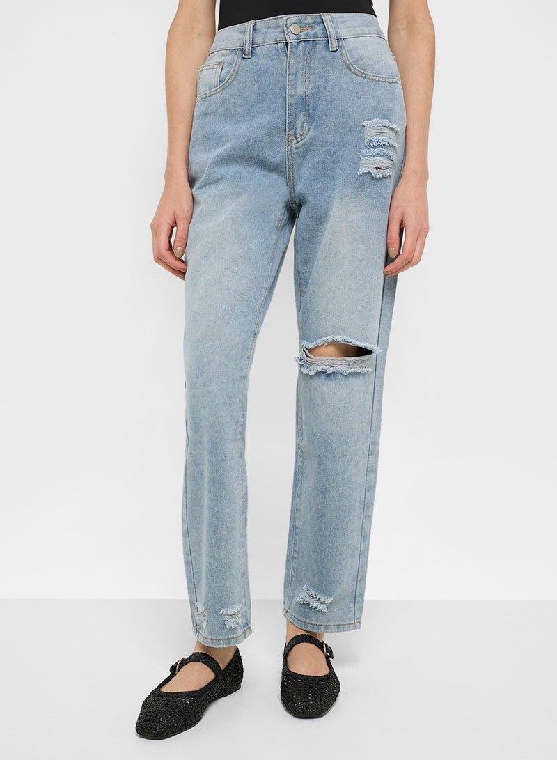 جينجر جينز سكيني بقصة ضيقة ممزقة - Image 1