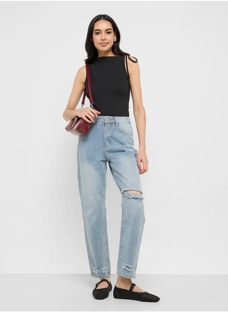 جينجر Distressed Slim Fit Jeans