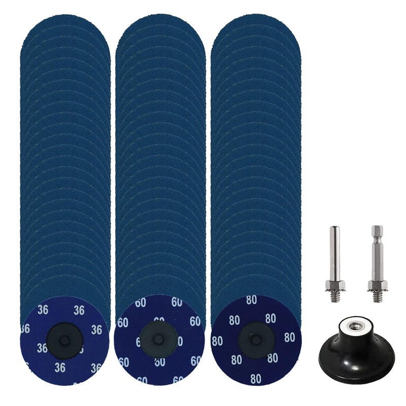 Crossarctic 75Pcs 3 inch Quick Change Disc Set, Zirconia Roll Lock Sanding Disc with 1/4" Holder Compatible with Die Grinder Surface Prep Strip Polish Finish Burr Rust Paint Removal - Image 1