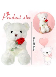 Civaner Christmas Plush Stuffed Animal Bear With Rose Funny Cute Stuffed Animal Plush Gifts For Kids Toddler Girlfriend Xmas Valentine'S Day, 11.8 Inches  - Image 3