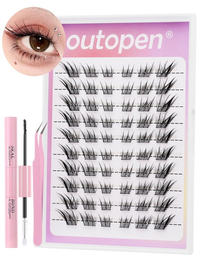 outopen Manga Lash Clusters Fox Eye Lashes DIY Lash Extension Kit Left & Right C Curl Lash Clusters Natural Wispy Fairy Lash Clusters Kit with Lash Bond and Seal Tweezers - Image 1