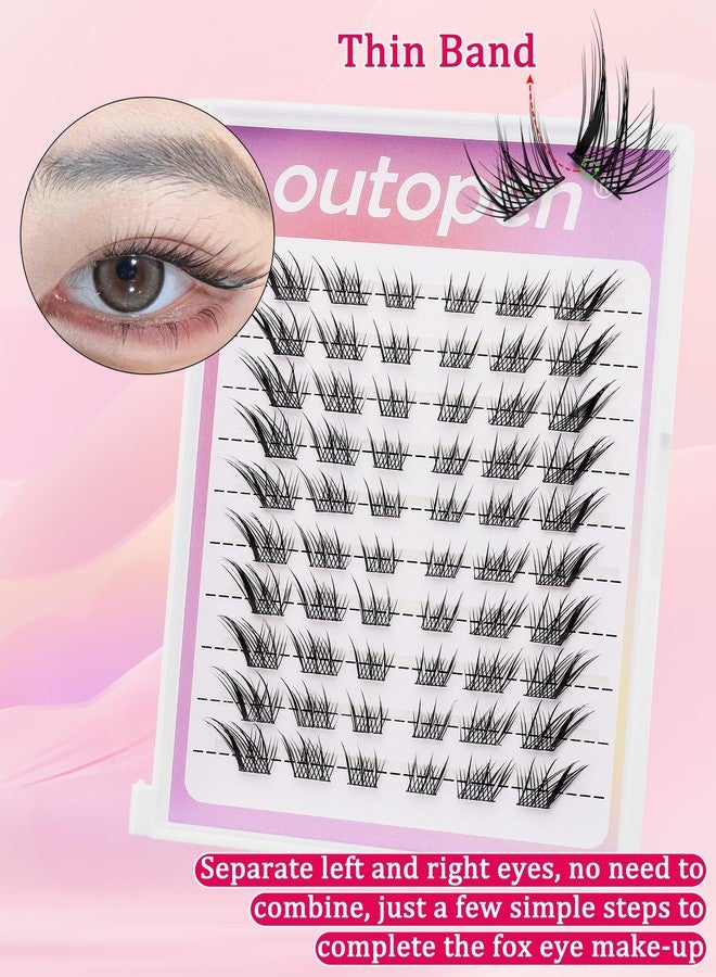 outopen Manga Lash Clusters Fox Eye Lashes DIY Lash Extension Kit Left & Right C Curl Lash Clusters Natural Wispy Fairy Lash Clusters Kit with Lash Bond and Seal Tweezers - Image 4