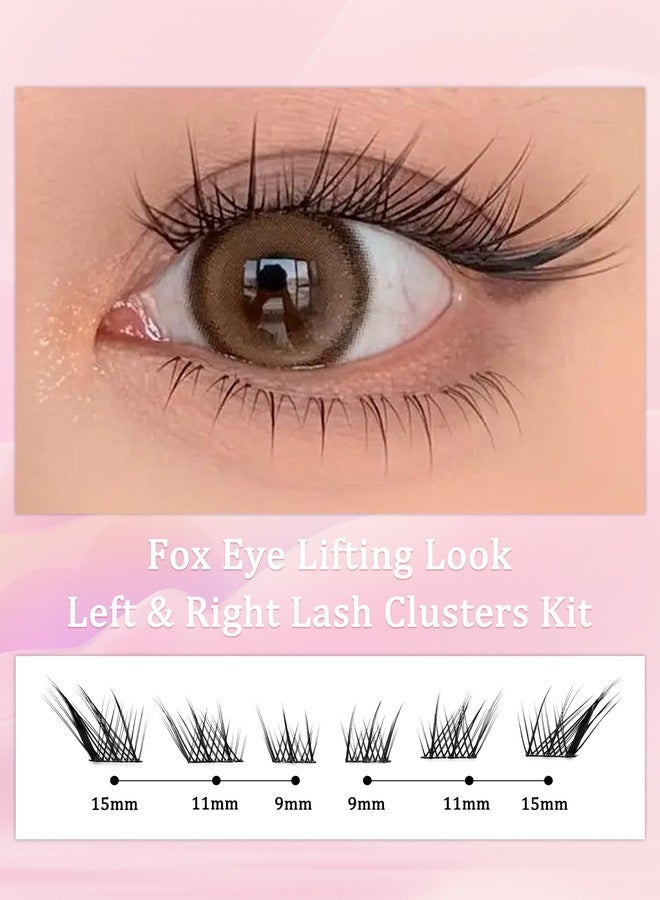 outopen Manga Lash Clusters Fox Eye Lashes DIY Lash Extension Kit Left & Right C Curl Lash Clusters Natural Wispy Fairy Lash Clusters Kit with Lash Bond and Seal Tweezers - Image 2