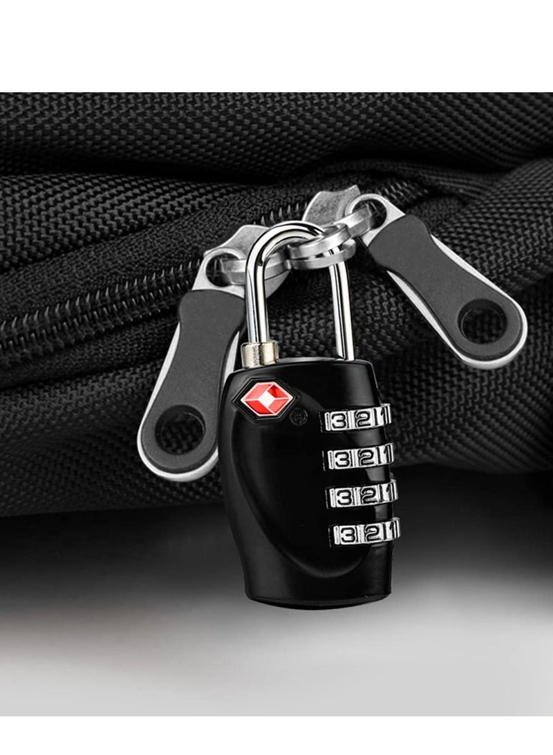 TSA Approved Luggage Locks with 4 Digit Combination Padlock Waterproof Resettable for Travel, Suitcases, Baggage, Gym, Lockers (Black, 2 Pack) - Image 5