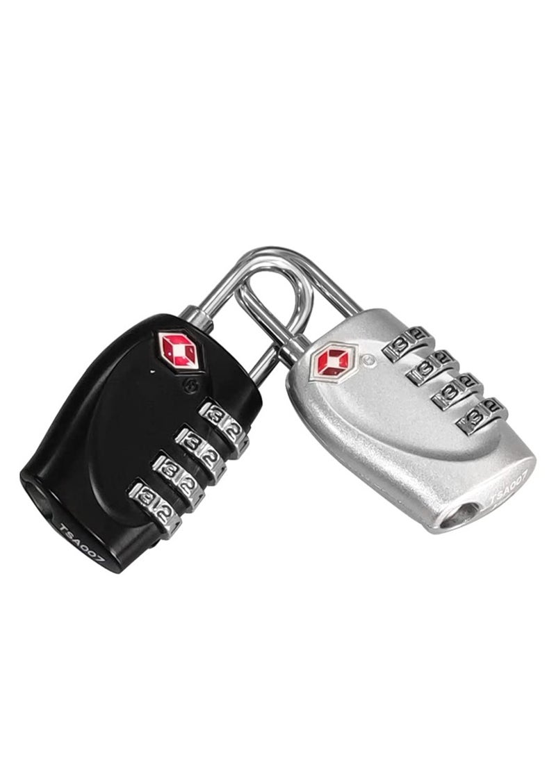 TSA Approved Luggage Locks with 4 Digit Combination Padlock Waterproof Resettable for Travel, Suitcases, Baggage, Gym, Lockers (Black, 2 Pack) - Image 2