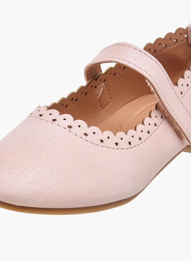 JUNIORS Laser Cut Ballerina Shoes with Hook and Loop Closure
