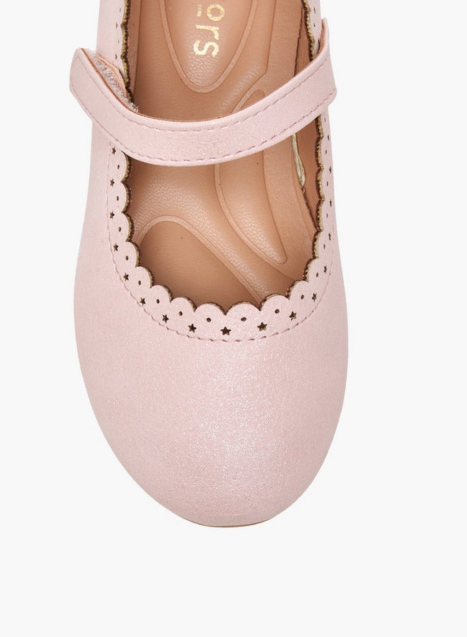 JUNIORS Laser Cut Ballerina Shoes with Hook and Loop Closure - Image 4