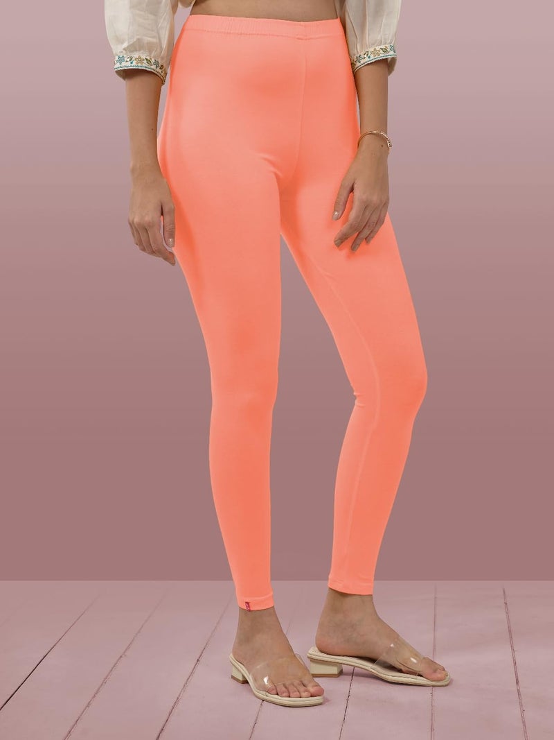 Lyra Women Solid Premium Cotton Ankle Length Leggings | Mid-Waist | Fashionwear - Image 3