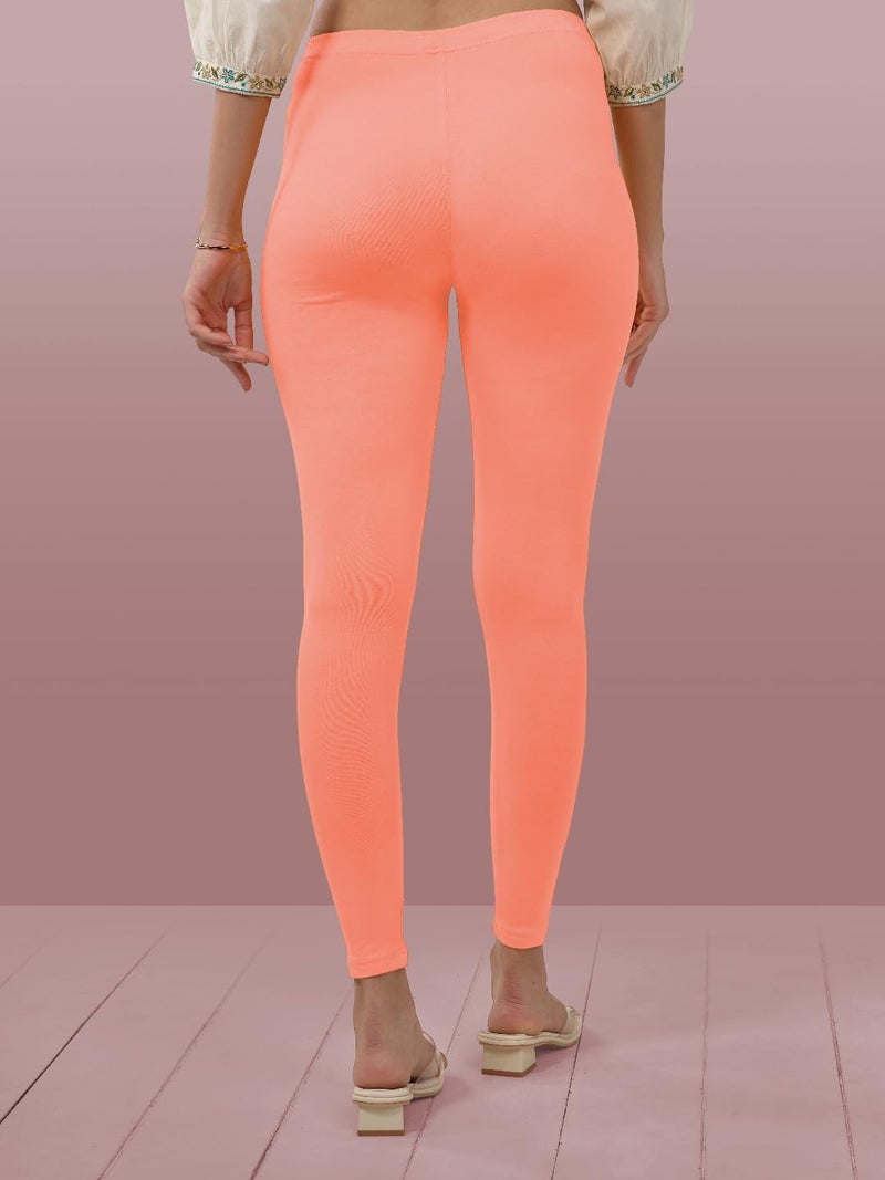 Lyra Women Solid Premium Cotton Ankle Length Leggings | Mid-Waist | Fashionwear - Image 2