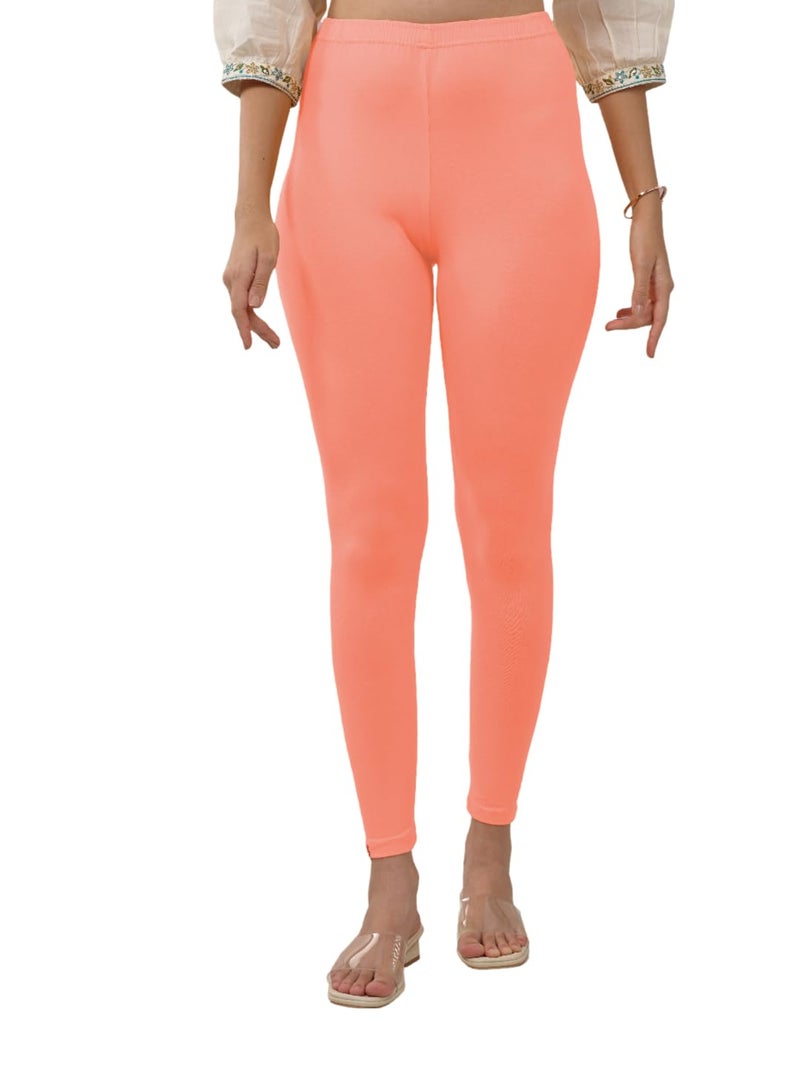 Lyra Women Solid Premium Cotton Ankle Length Leggings | Mid-Waist | Fashionwear - Image 1