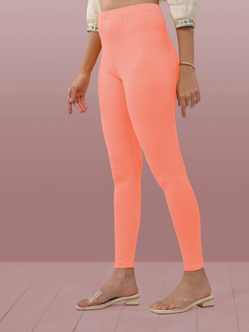 Lyra Women Solid Premium Cotton Ankle Length Leggings | Mid-Waist | Fashionwear - Image 4