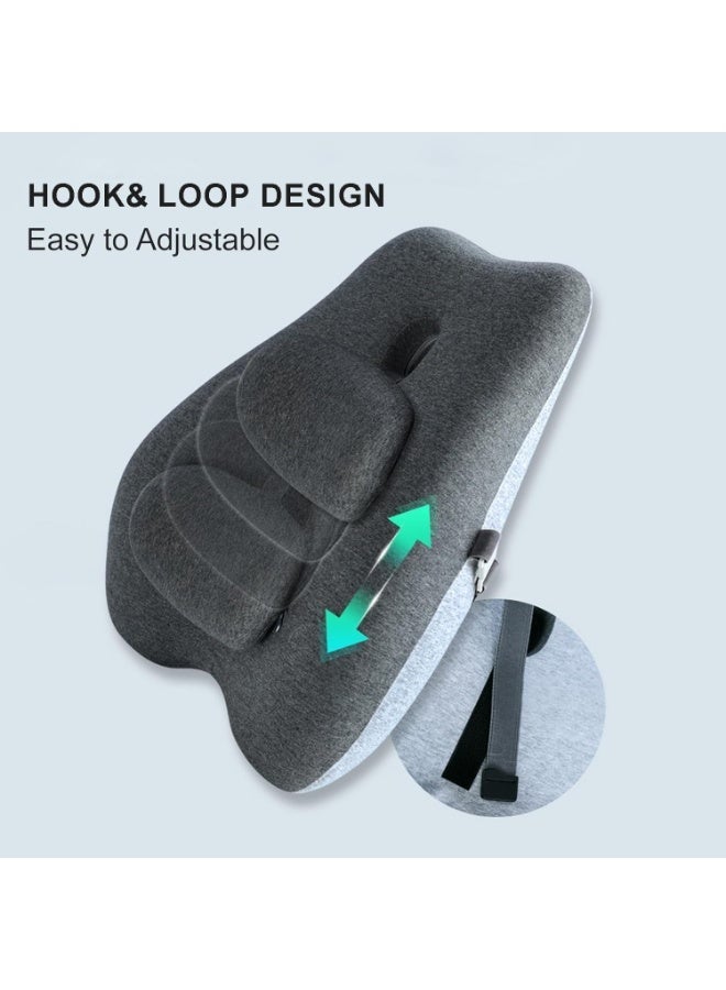 Bukela Adjustable Lumbar Support Cushion For Office Chairs, Alleviating Back Pain And Improving Posture. Features An Ergonomic Memory Foam Cushion With Adjustable Sliders For Tailored Back Support, Ideal For Prolonged Sitting (1 Piece). - Image 3